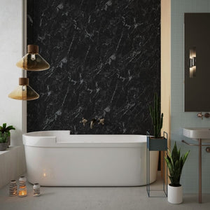 Large Black Marble Shower Panel 1.0m x 2.4m