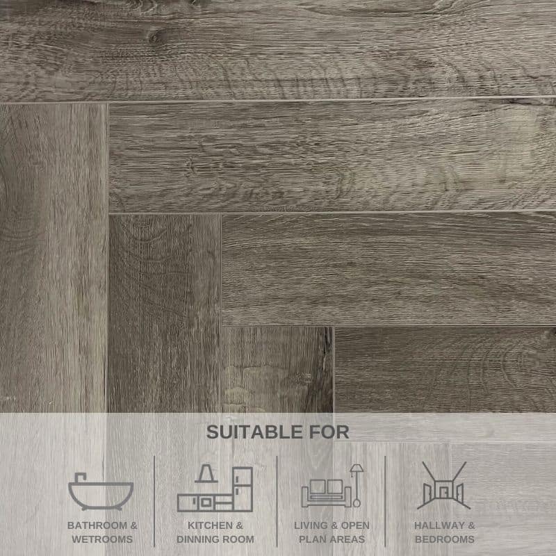 Carron Oak Herringbone SPC Flooring 0.806M² PACK | 10 Tiles