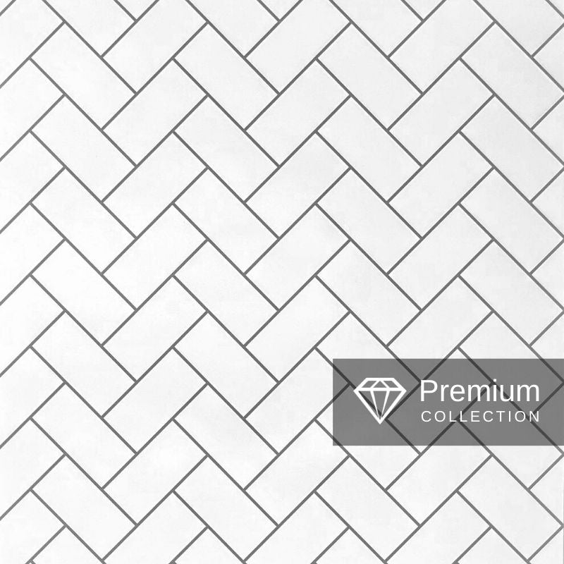 Large Premium White Herringbone Tile 1.0m x 2.4m Shower Panel