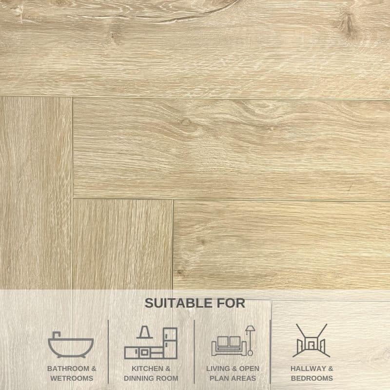 Leven Oak Herringbone SPC Flooring 0.806M² PACK | 10 Tiles