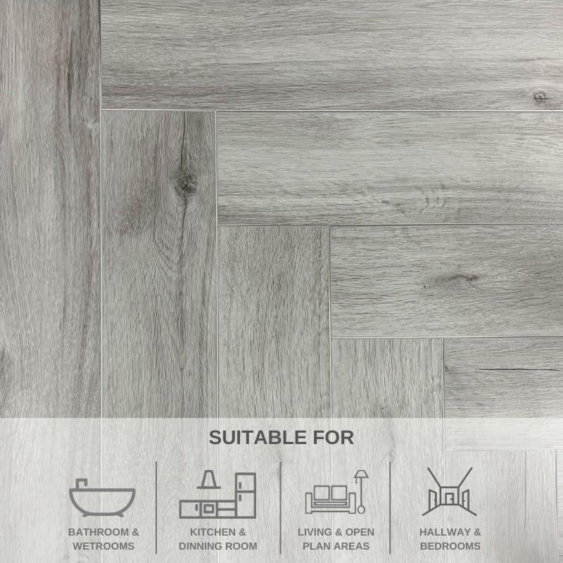 Morlich Oak Herringbone SPC Flooring 0.806m² PACK | 10 Tiles