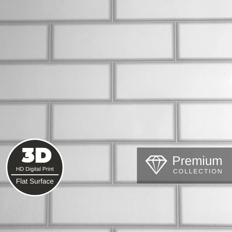 Large Premium London White Tile Shower Panel 1.0m x 2.4m