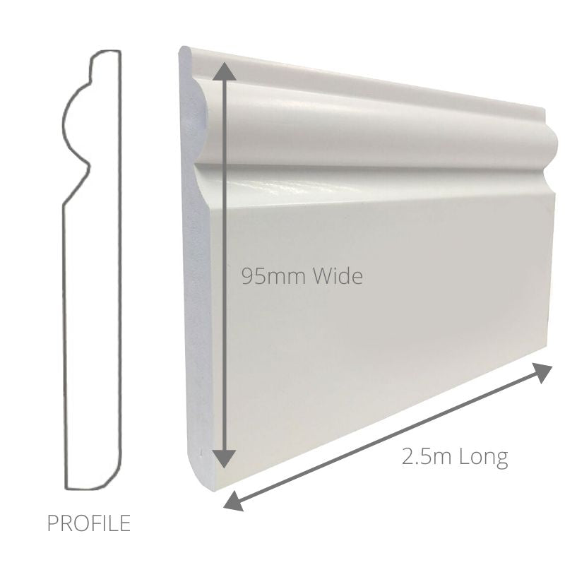 PVC Skirting Board 95mm  x 2.5 | 2 Pack