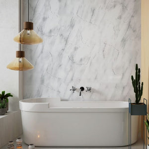 Large Subtle Grey Marble Shower Panel 1.0m x 2.4m