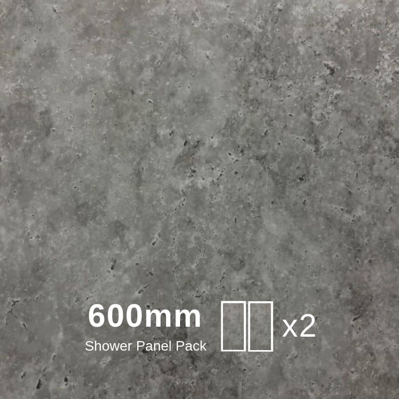 Grey Concrete Stone Shower Panel 600mm x 2.4m - PACK OF 2-Shower Panel-Decor Walls & Flooring