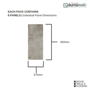 Dumawall Plus Dark Cement | Solid Core Bathroom Wall Tile | 8 Pack