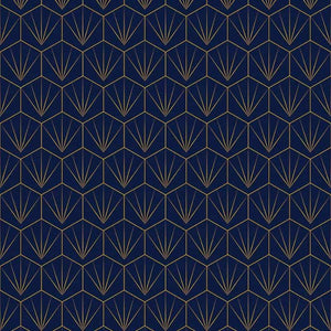 Deco Tile Navy / Mustard | ShowerWall