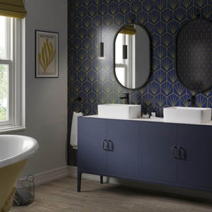 Deco Tile Navy / Mustard | ShowerWall