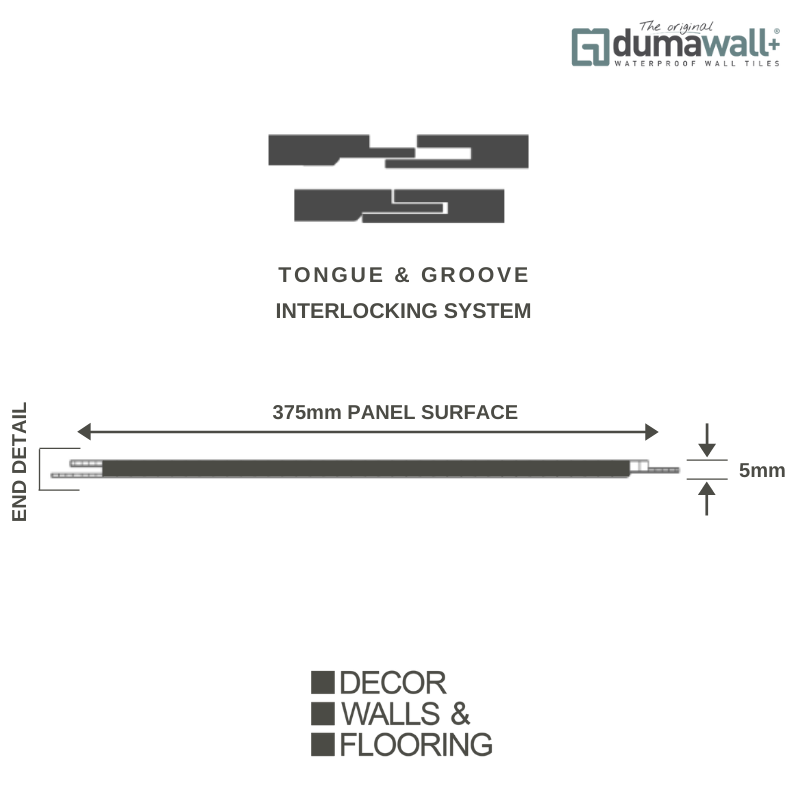 Dumawall Plus Dark Cement | Solid Core Bathroom Wall Tile | 8 Pack