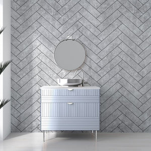 Large Premium Grey Herringbone Tile Matt 1.0m x 2.4m Shower Panel