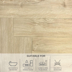 Leven Oak Herringbone SPC Flooring 0.806M² PACK | 10 Tiles