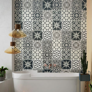 Large Premium Patchwork Black Matt 1.0m x 2.4m Shower Panel