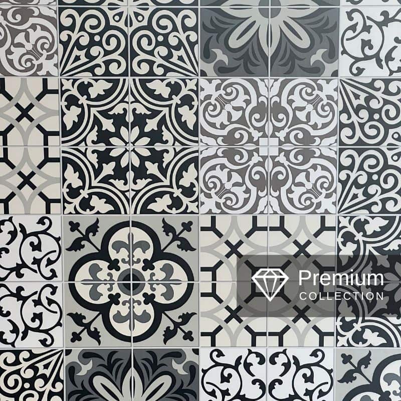 Large Premium Patchwork Black Matt 1.0m x 2.4m Shower Panel