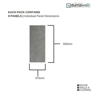 Dumawall Plus Polished Concrete | Solid Core Bathroom Wall Tile | 8 Pack