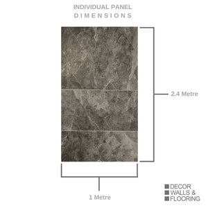 Large Premium Tile Grey Shower Panel 1.0m x 2.4m-Shower Panel-Decor Walls & Flooring