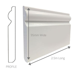 PVC Skirting Board 95mm  x 2.5 | 2 Pack