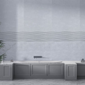 Large Premium Silver Wave Tile Shower Panel 1.0m x 2.4m